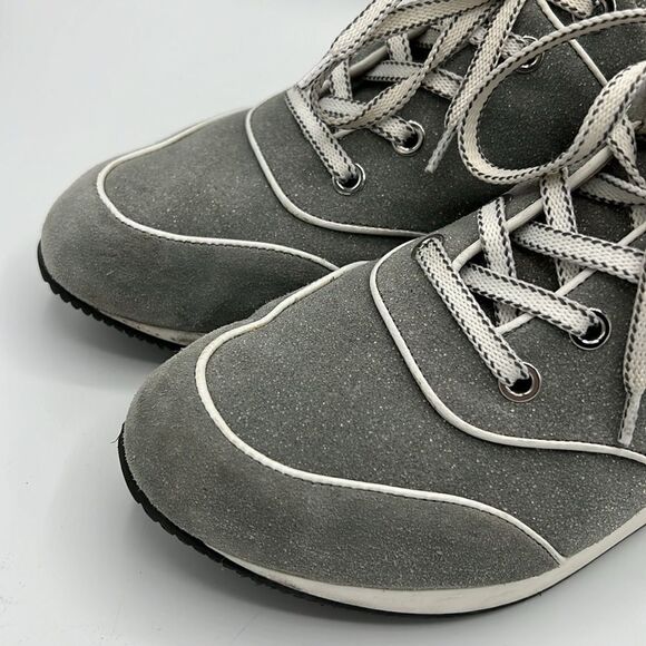 Max Mara Suede Sneakers With Small Wedge In Grey size 37.5 B24A2 - Picture 2 of 10